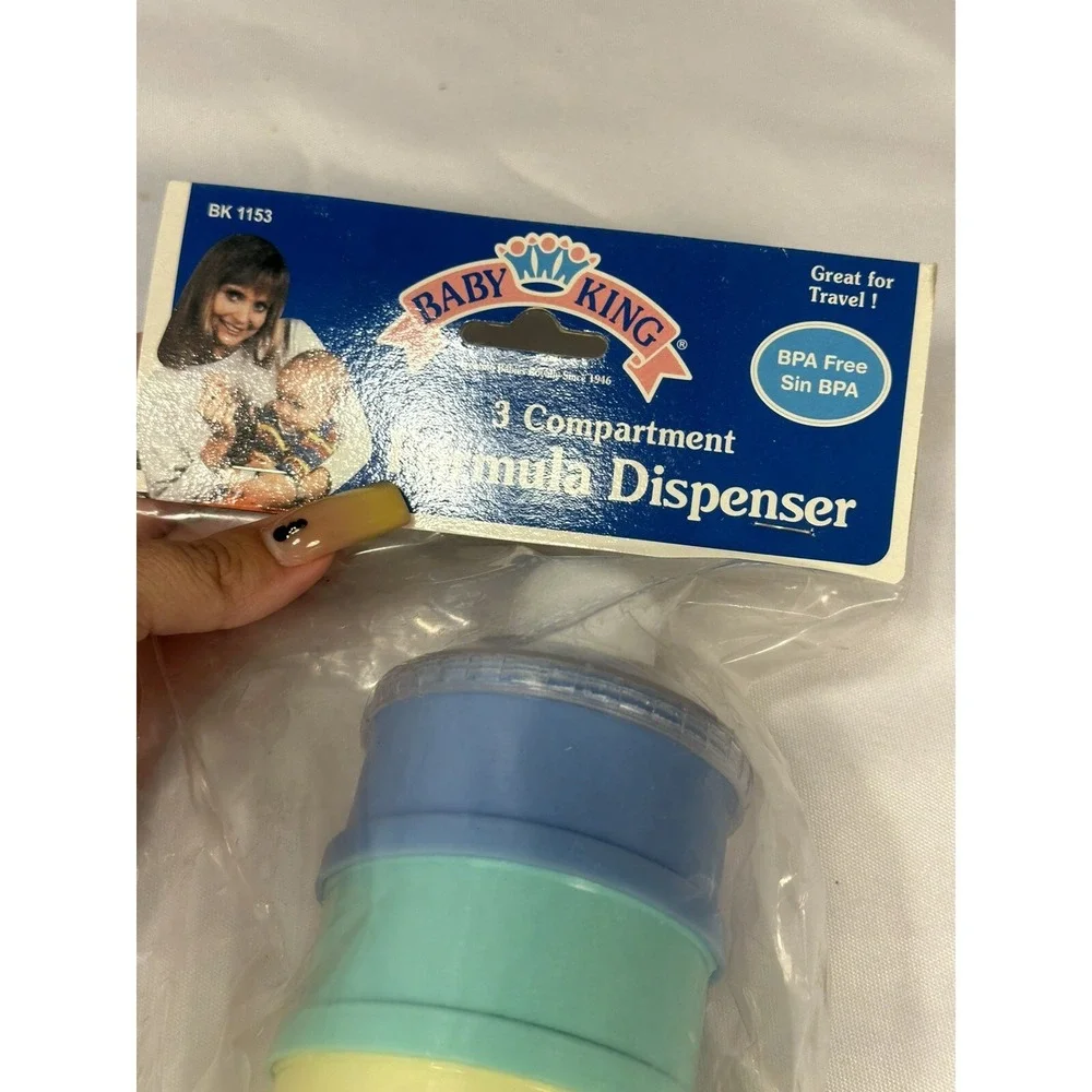 BABY KING formula dispenser 3 compartment BPA free travel blue‎ green yellow VTG